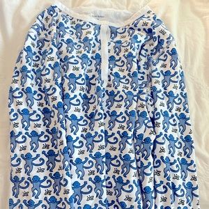 Roller Rabbit Blue Monkey Pajamas Long Sleeve Pant Set Size: Small Color:Blue